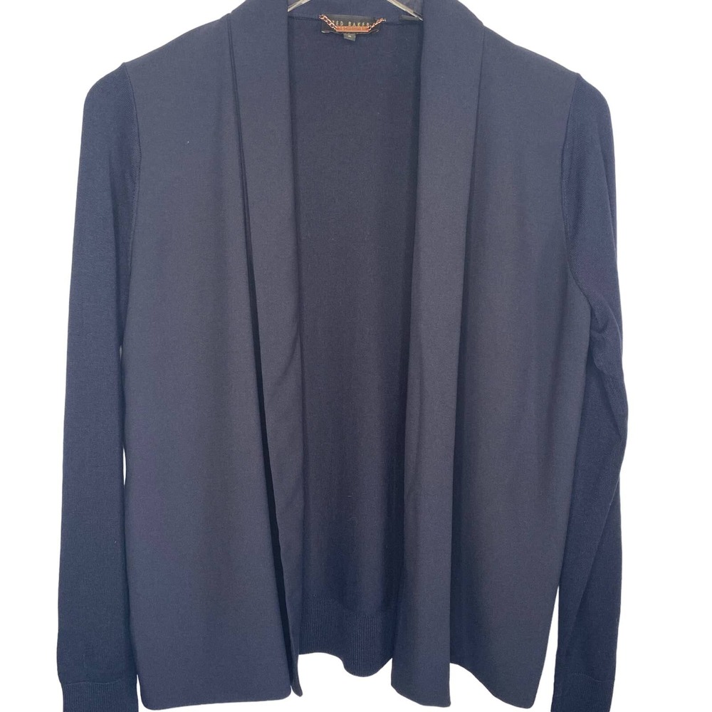 Ted Baker Faiyly Open Front Black Cardigan Blazer Size 2